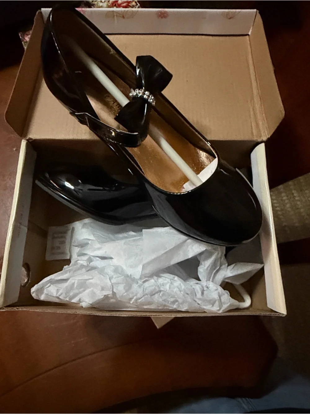 Mary Jane Black Patent Bow-Accent Dress Shoe